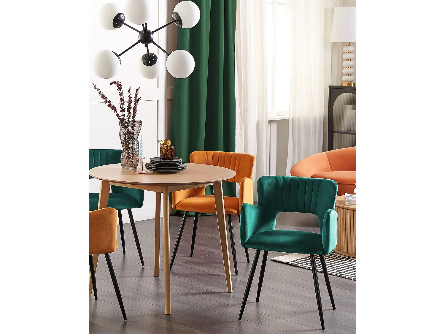 Lot de 2 chaises de salle à manger SANILAC Velours Vert émeraude