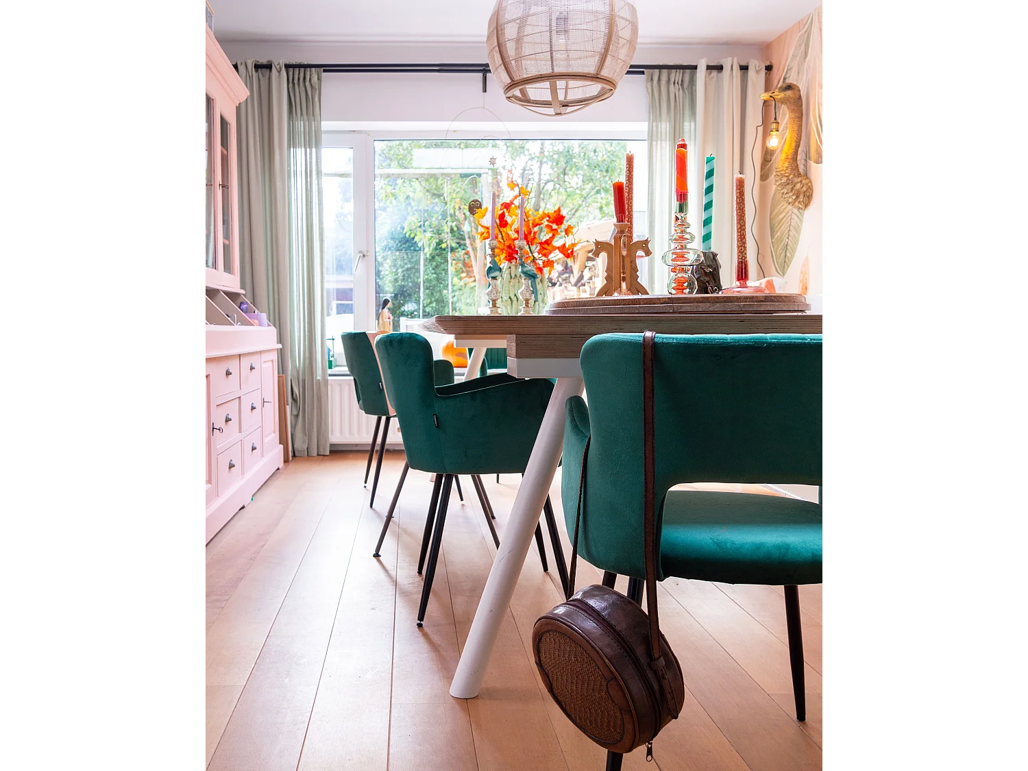 Lot de 2 chaises de salle à manger SANILAC Velours Vert émeraude