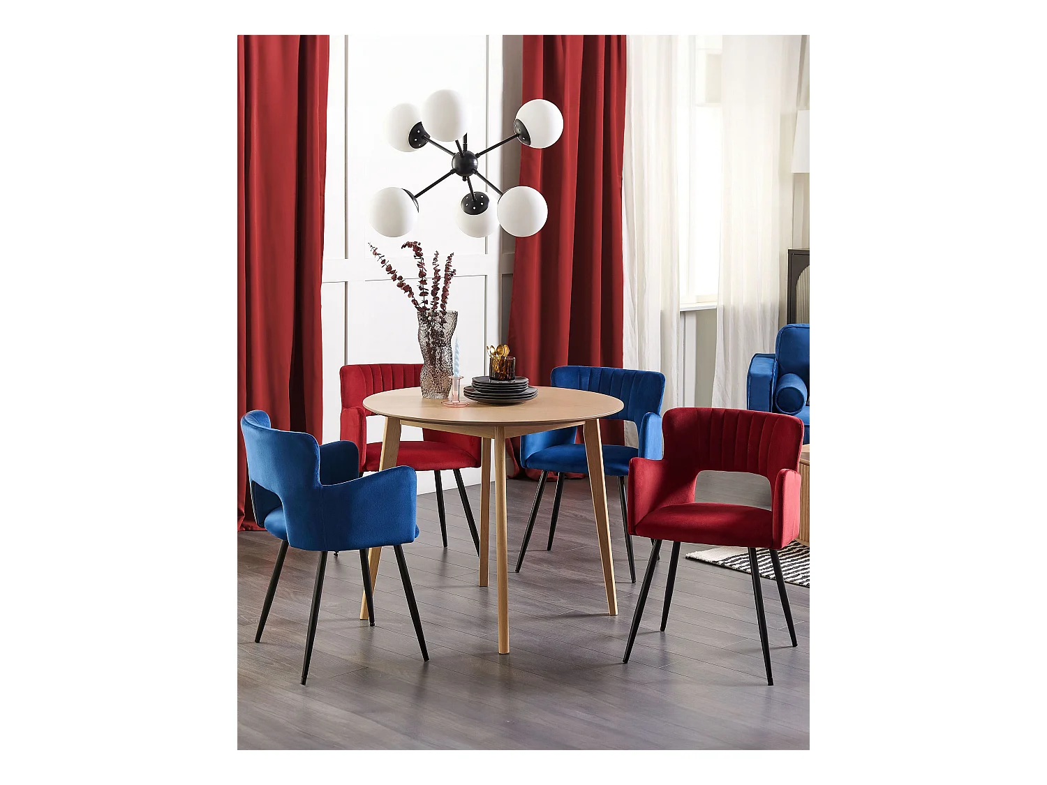 Set di 2 sedie da pranzo SANILAC Velluto Rosso scuro