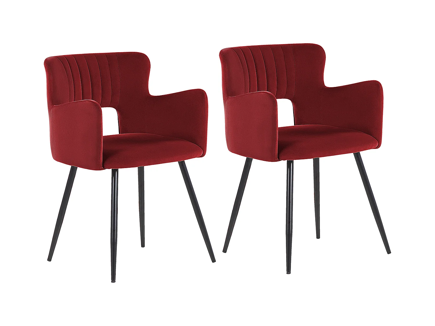 Set van 2 eetkamerstoelen SANILAC Fluweel Donkerrood