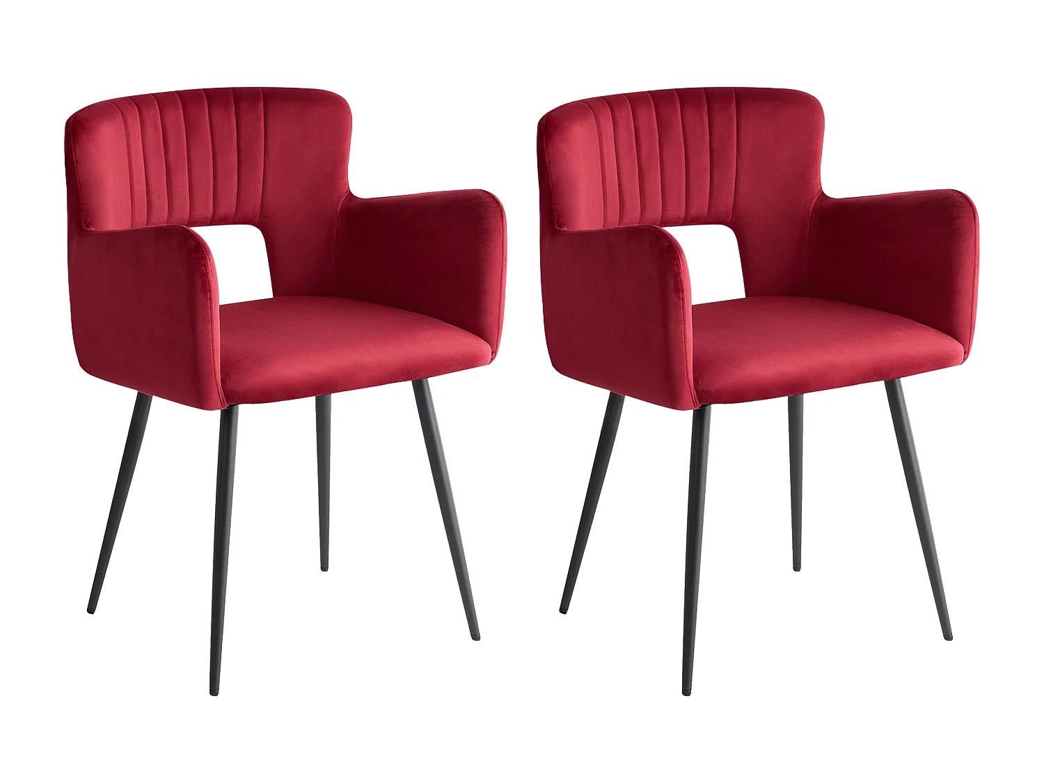 Set van 2 eetkamerstoelen SANILAC Fluweel Donkerrood