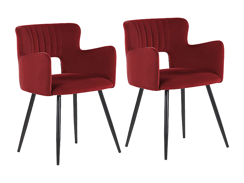 Lot de 2 chaises de salle à manger SANILAC Velours Rouge foncé