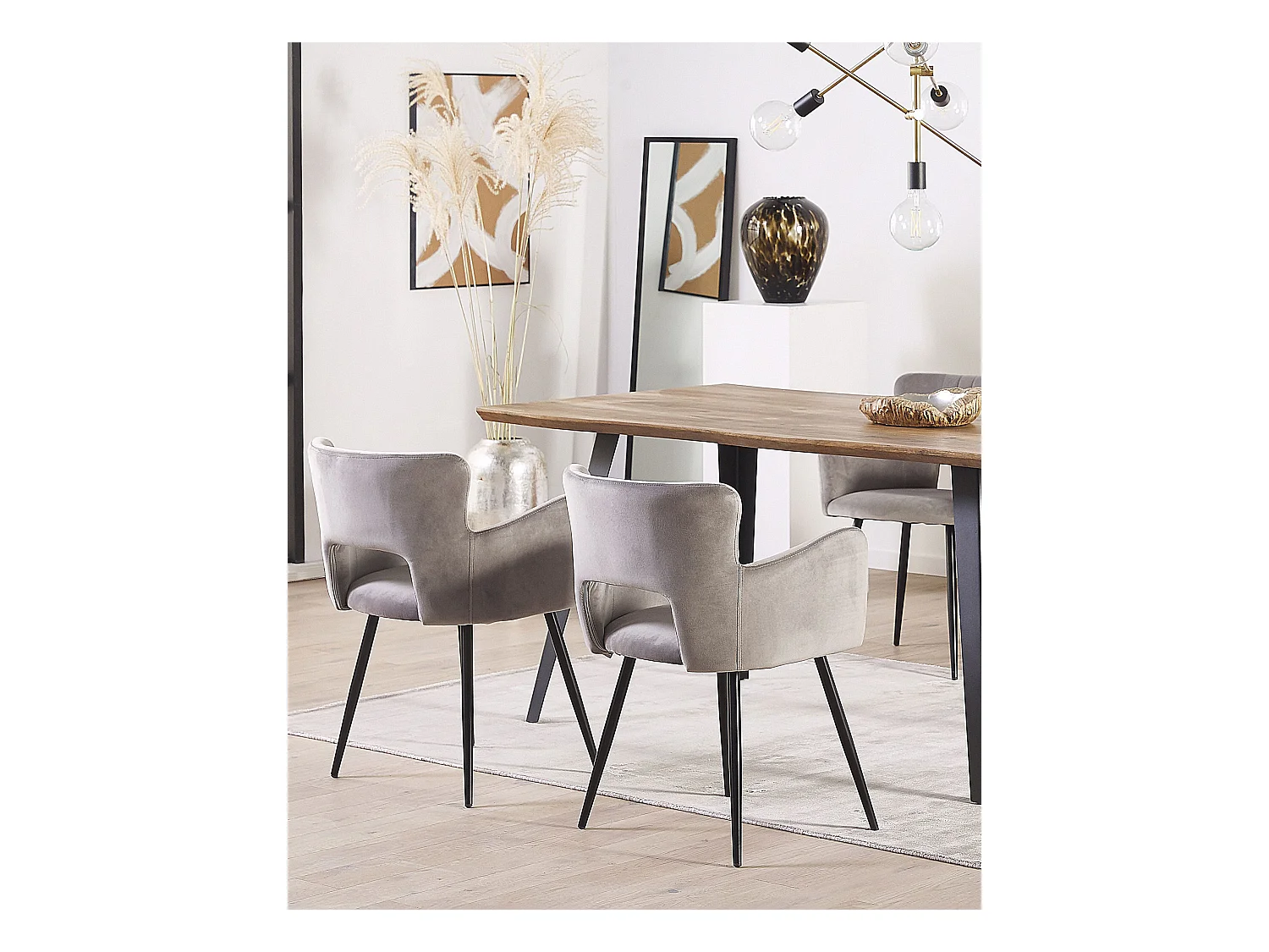 Set van 2 eetkamerstoelen SANILAC Fluweel Grijs