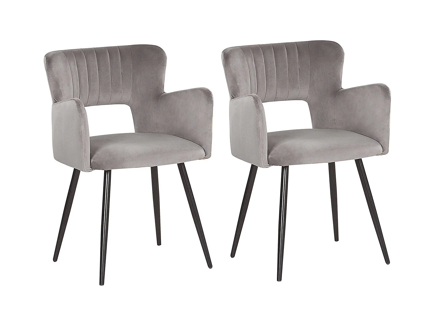 Lot de 2 chaises de salle à manger SANILAC Velours Gris