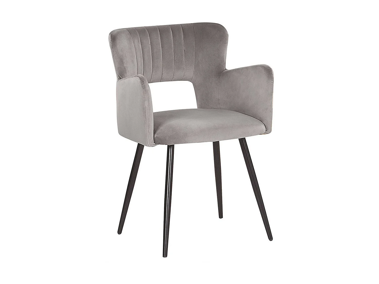 Stuhl mit Polsterung aus Samtstoff mit Armlehnen grau Sanilac