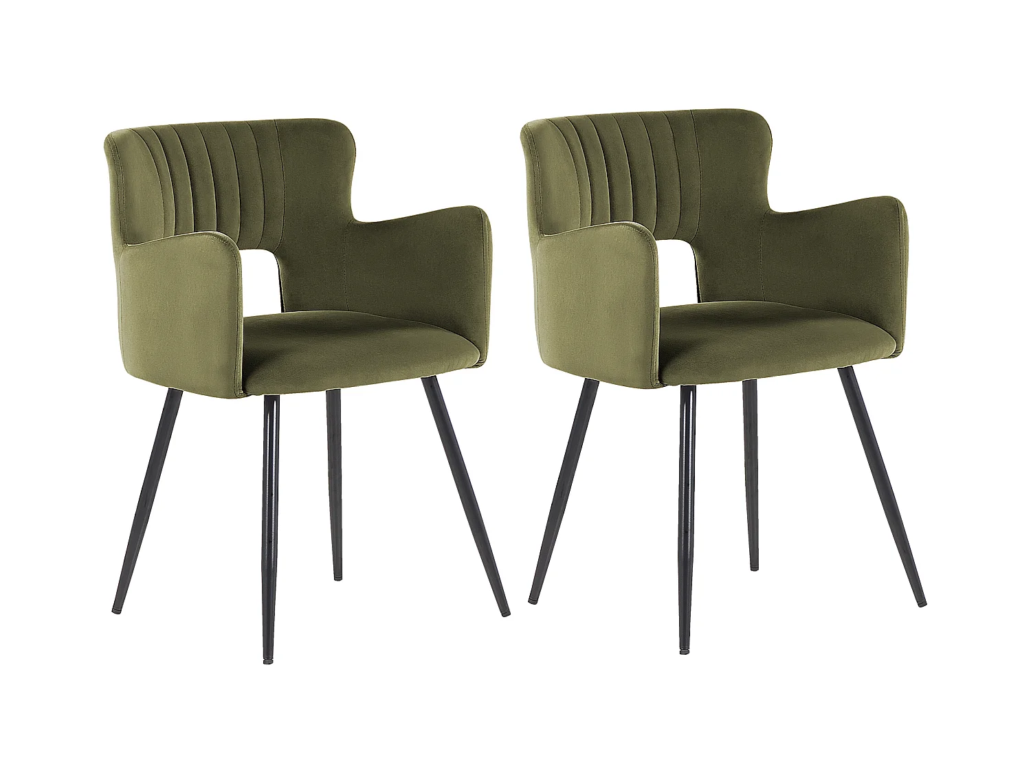 Lot de 2 chaises de salle à manger SANILAC Velours Vert olive