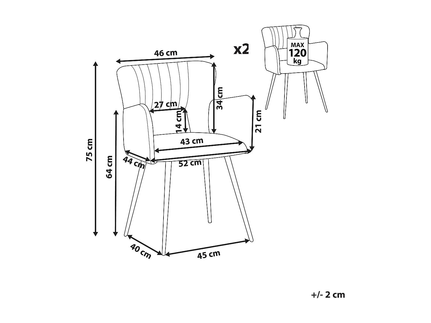 Set van 2 eetkamerstoelen SANILAC Fluweel Olijfgroen