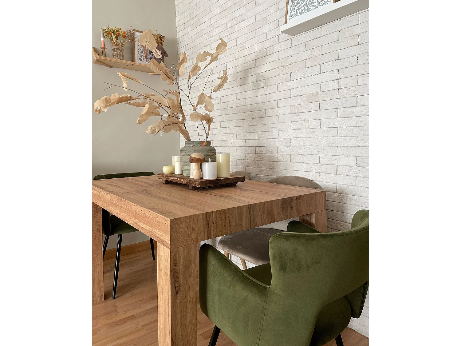 Lot de 2 chaises de salle à manger SANILAC Velours Vert olive