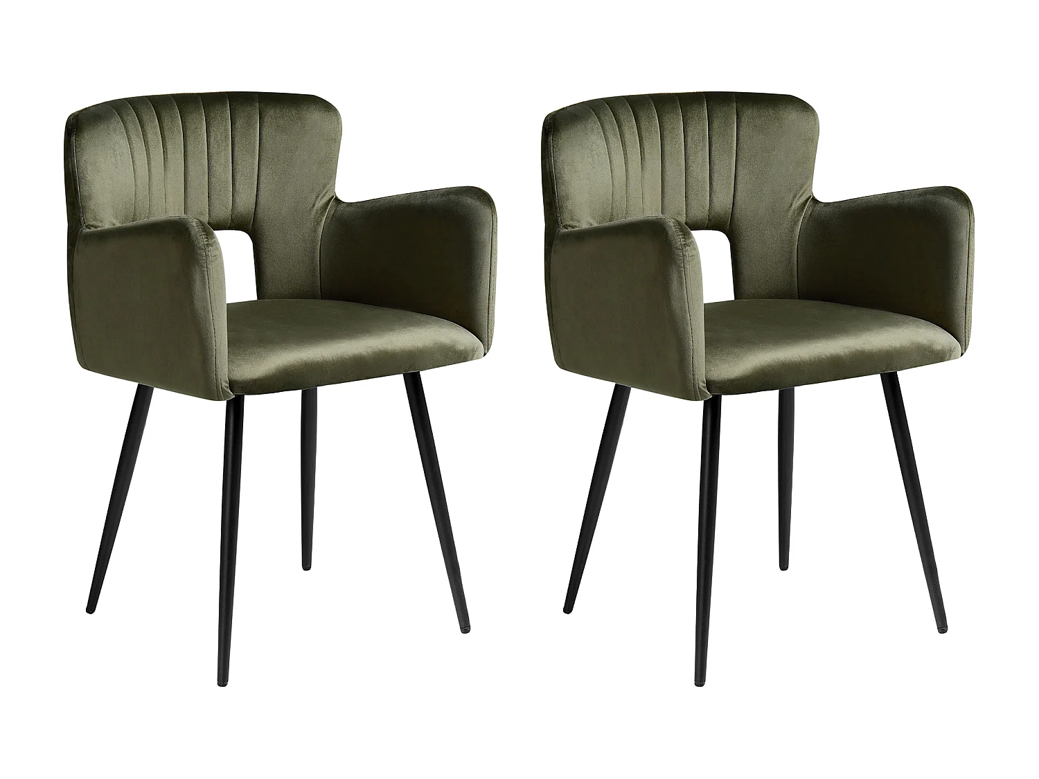 Lot de 2 chaises de salle à manger SANILAC Velours Vert olive