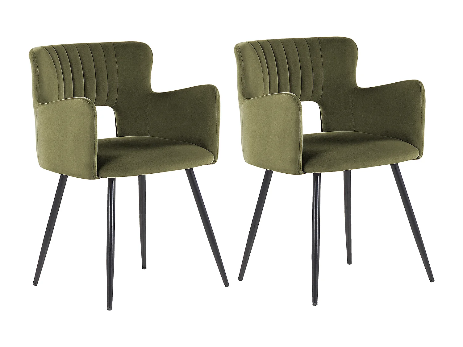 Lot de 2 chaises de salle à manger SANILAC Velours Vert olive