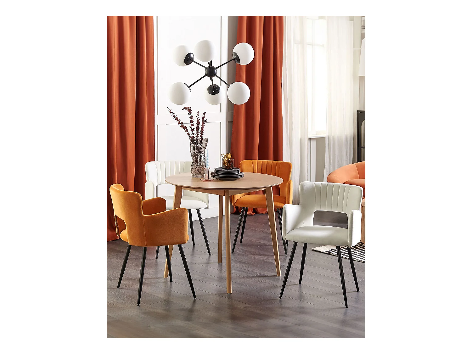 Lot de 2 chaises de salle à manger SANILAC Velours Blanc