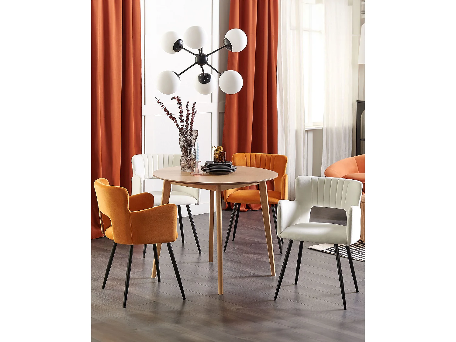 Lot de 2 chaises de salle à manger SANILAC Velours Blanc