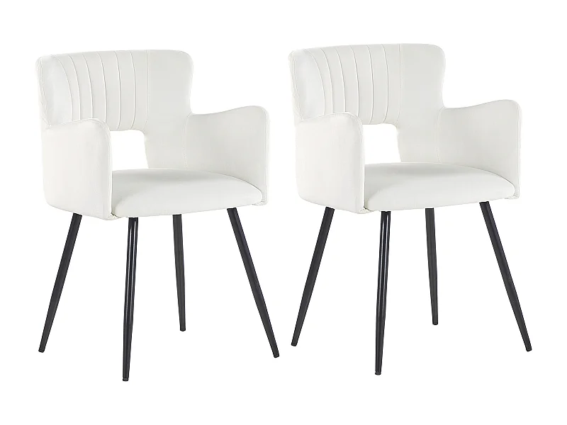 Lot de 2 chaises de salle à manger SANILAC Velours Blanc