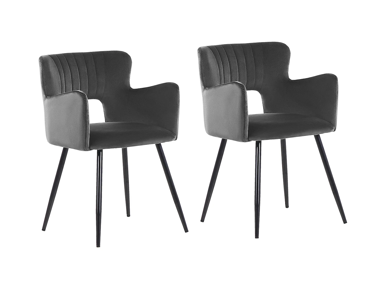 Lot de 2 chaises de salle à manger SANILAC Velours Gris foncé
