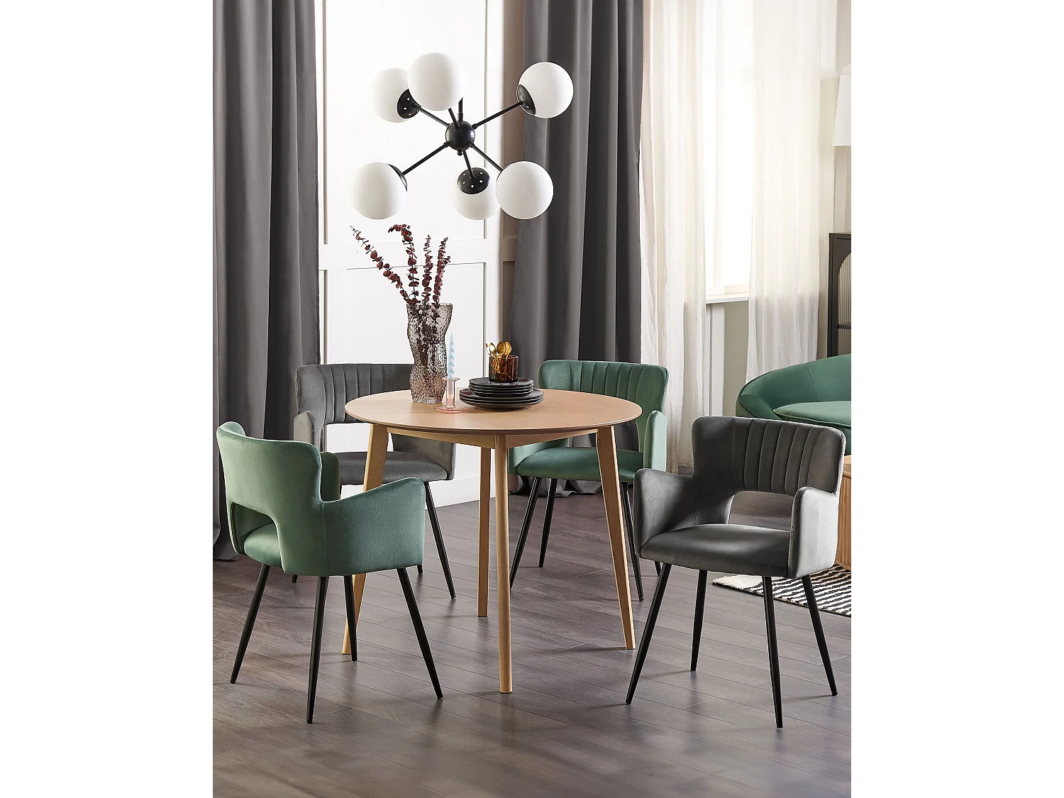 Set van 2 eetkamerstoelen SANILAC Fluweel Donkergrijs