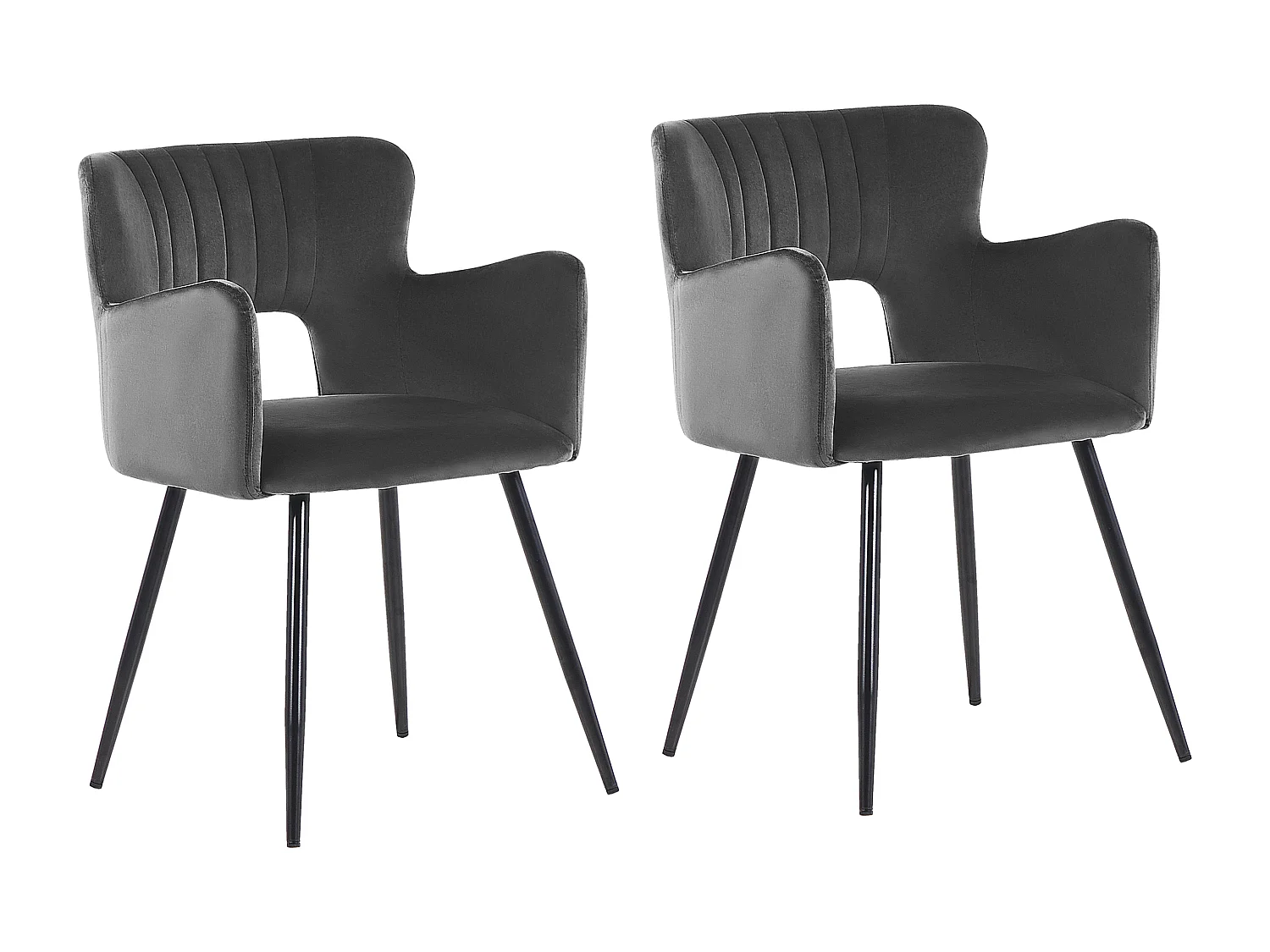 Set van 2 eetkamerstoelen SANILAC Fluweel Donkergrijs