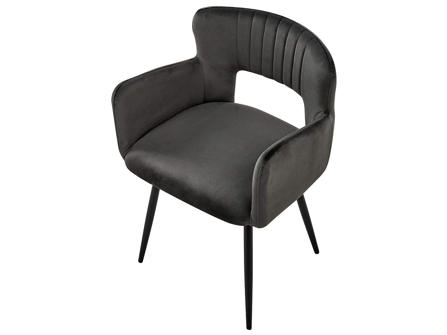 Set of 2 Dining Chairs SANILAC Velvet Dark Grey