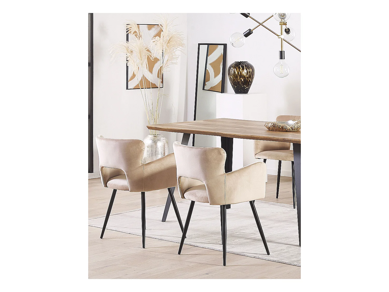 Conjunto de 2 sillas de comedor SANILAC Terciopelo Gris pardo