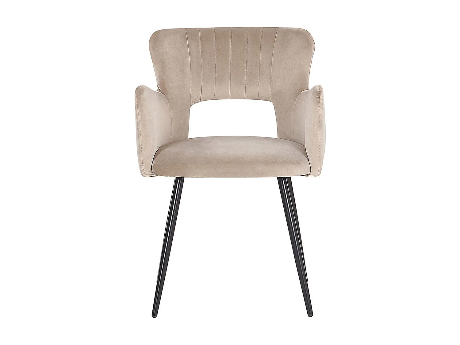 Stuhl mit Polsterung aus Samtstoff mit Armlehnen beige grau Sanilac