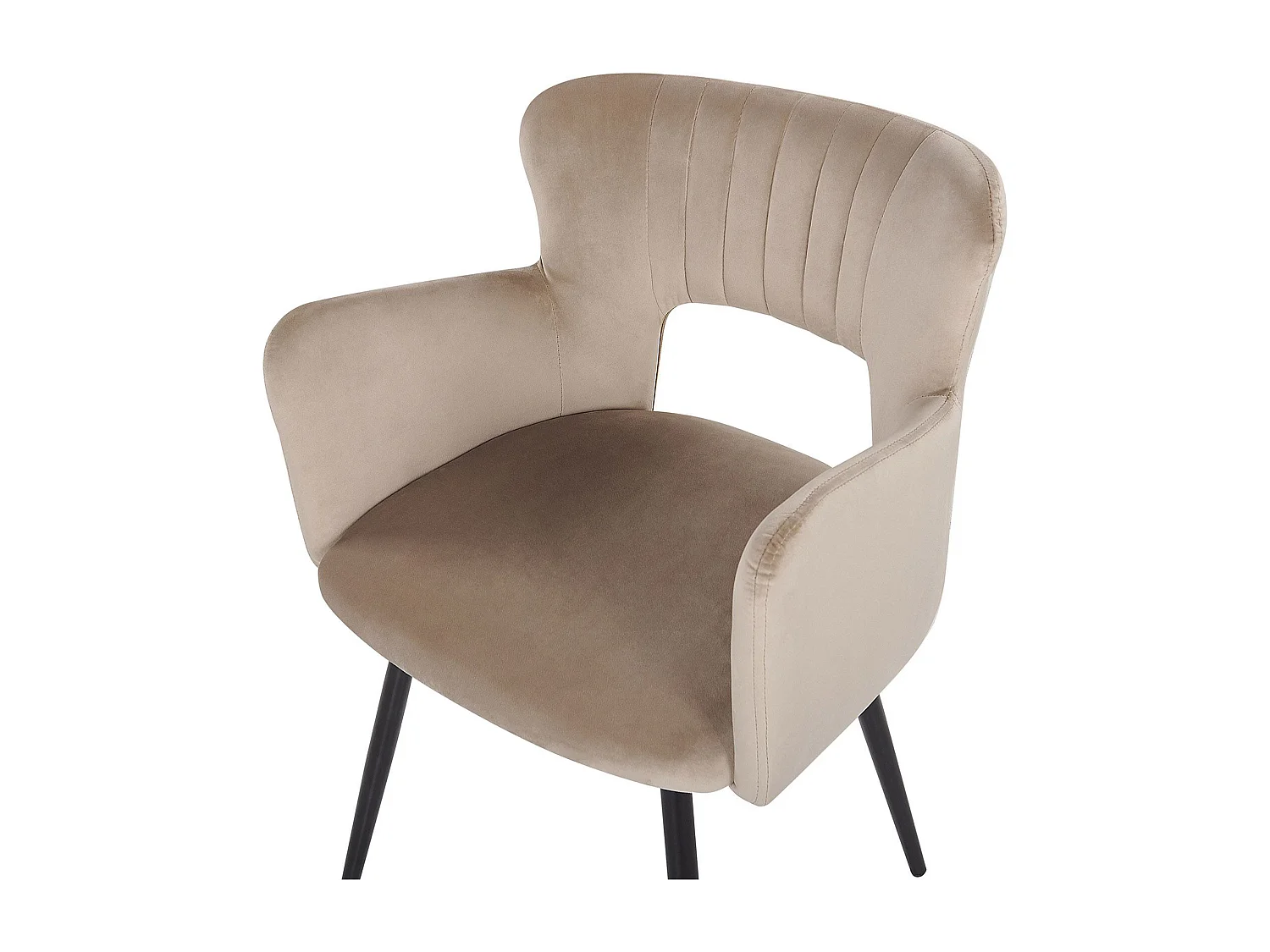 Stuhl mit Polsterung aus Samtstoff mit Armlehnen beige grau Sanilac