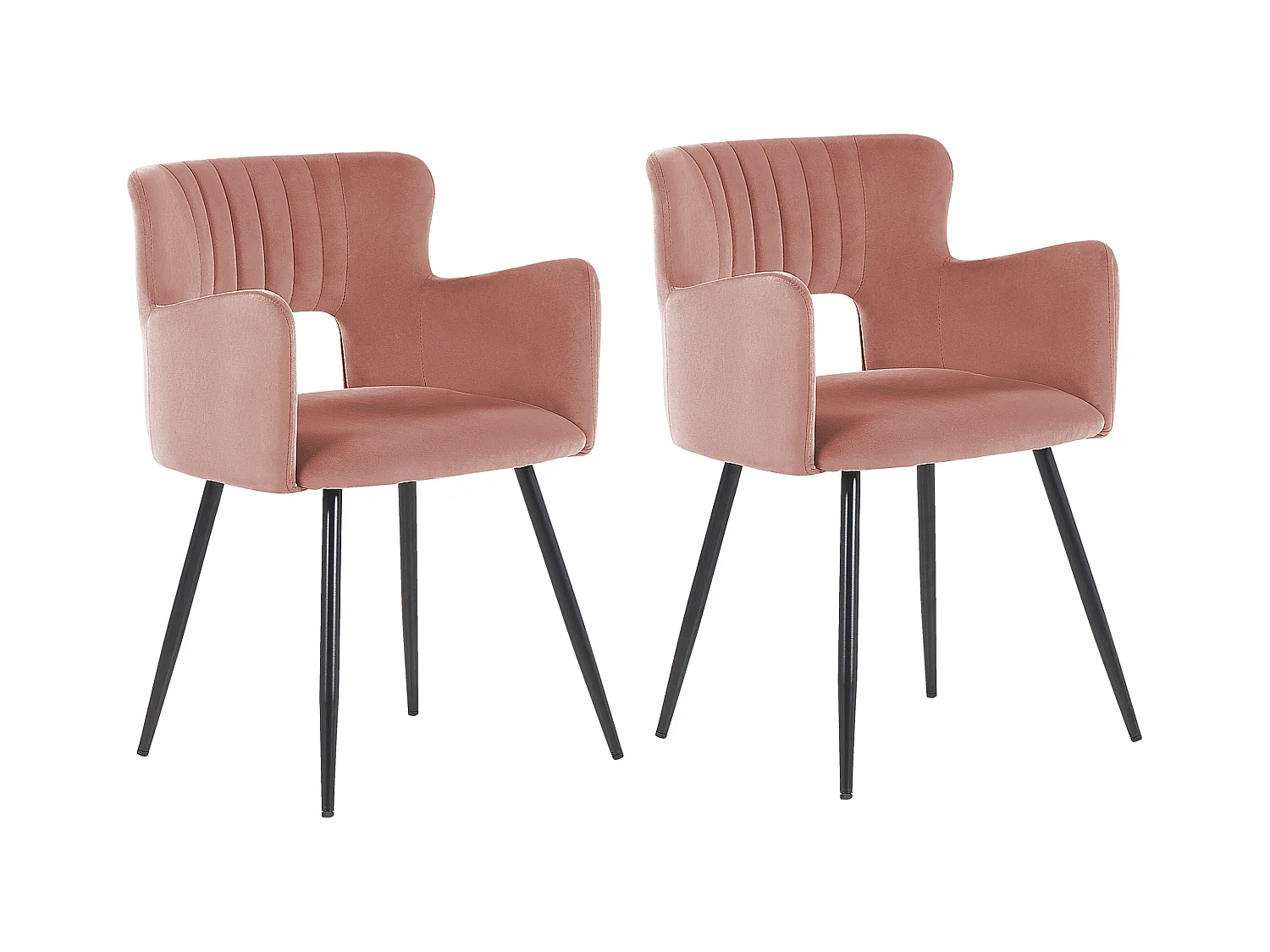 Lot de 2 chaises de salle à manger SANILAC Velours Rose pastel