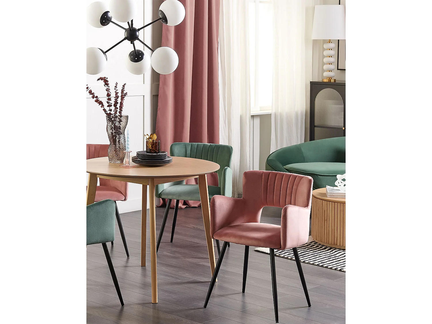 Set van 2 eetkamerstoelen SANILAC Fluweel Pastelroze