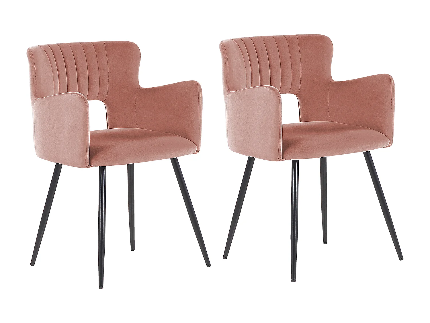 Lot de 2 chaises de salle à manger SANILAC Velours Rose pastel