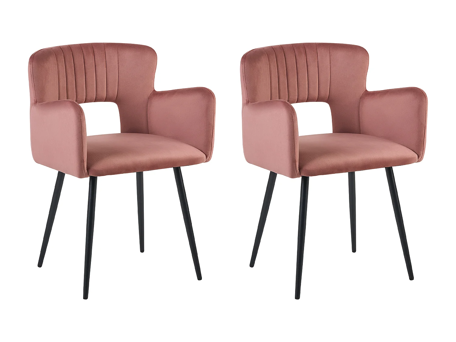Lot de 2 chaises de salle à manger SANILAC Velours Rose pastel