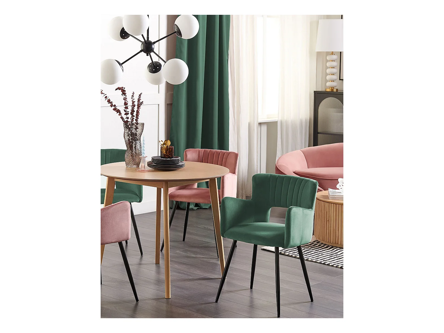 Lot de 2 chaises de salle à manger SANILAC Velours Vert foncé