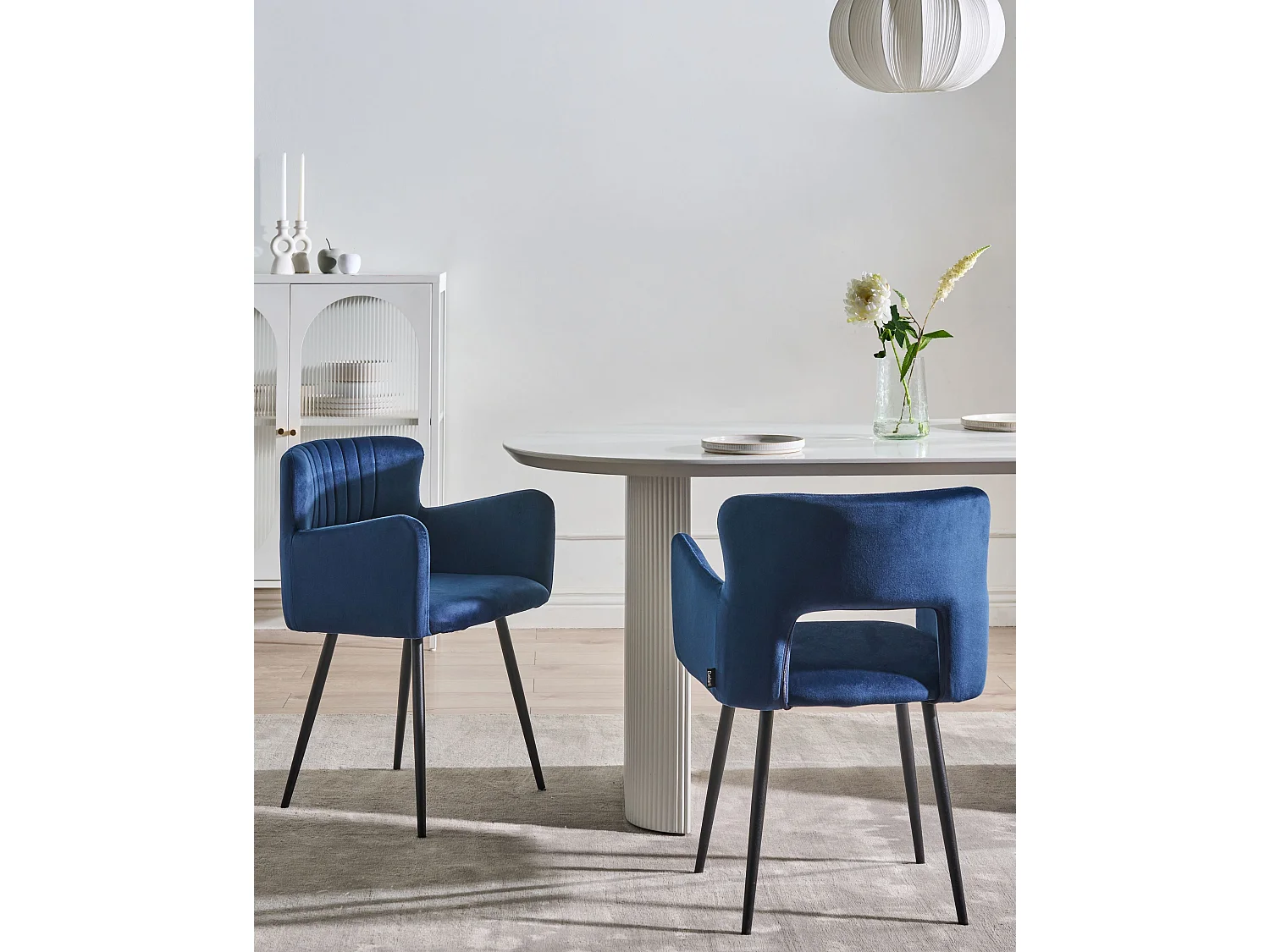 Set van 2 eetkamerstoelen SANILAC Fluweel Marineblauw