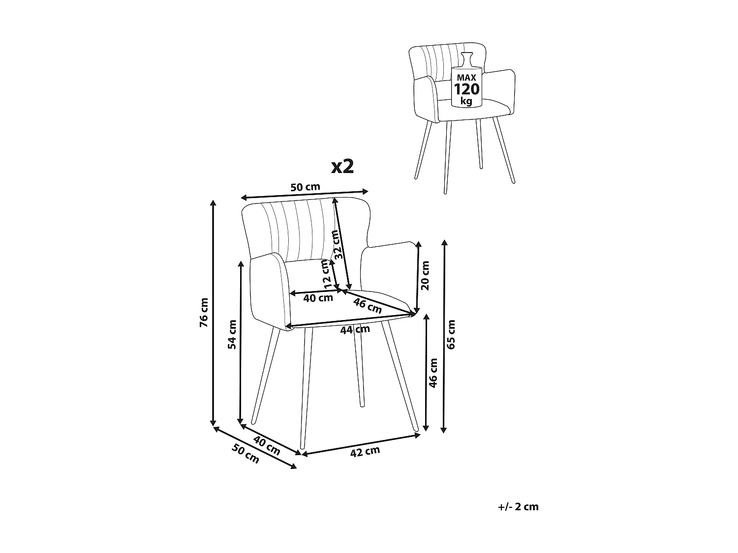 Set van 2 eetkamerstoelen SANILAC Fluweel Marineblauw