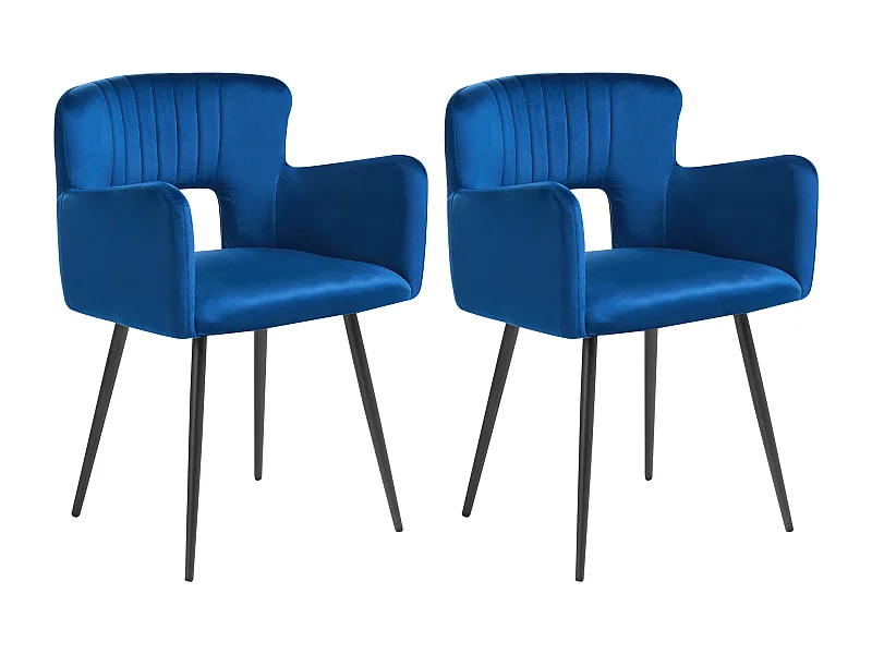 Lot de 2 chaises de salle à manger SANILAC Velours Bleu marine