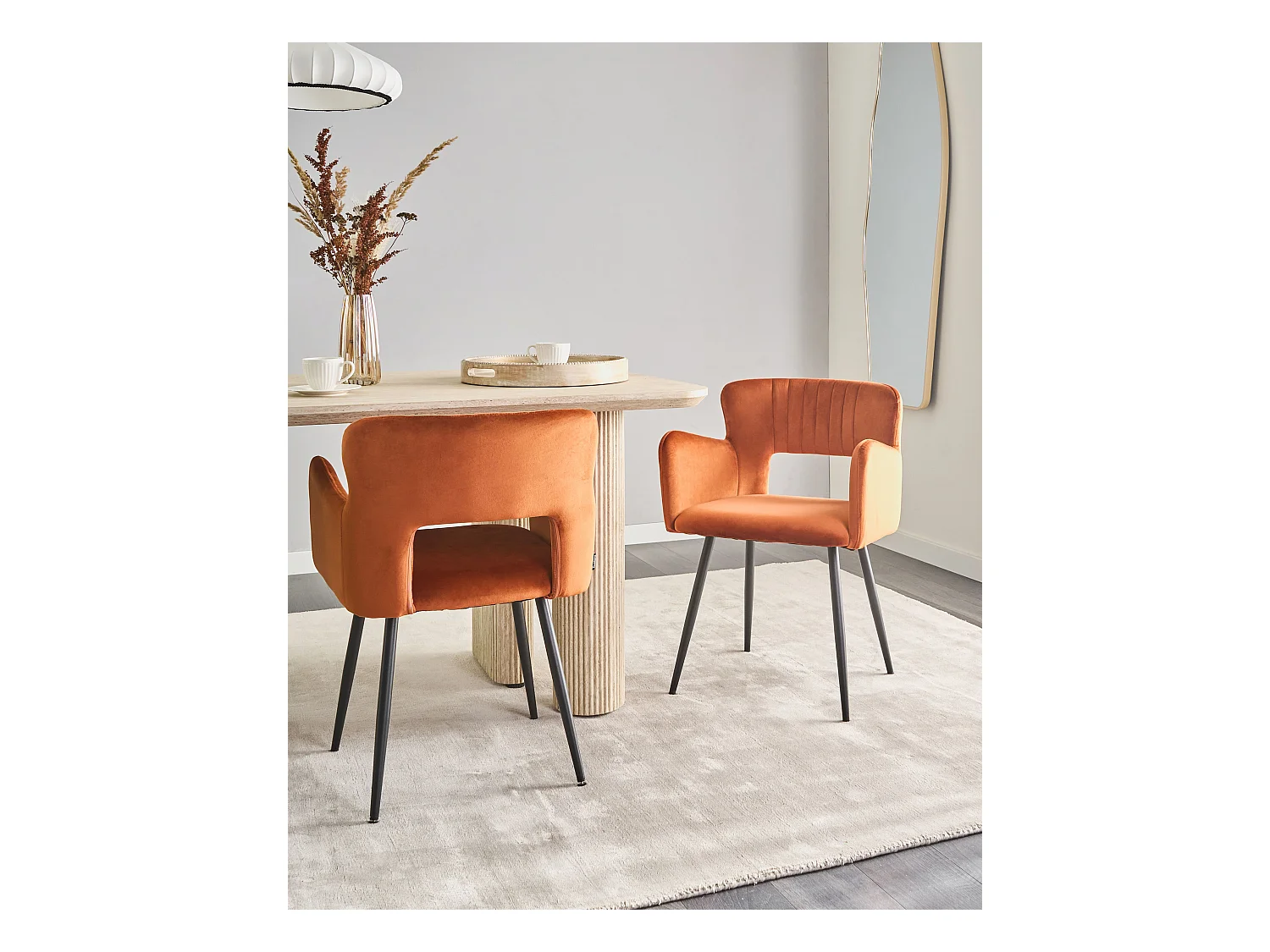 Zestaw 2 krzeseł do jadalni SANILAC Welur Pomarańczowy