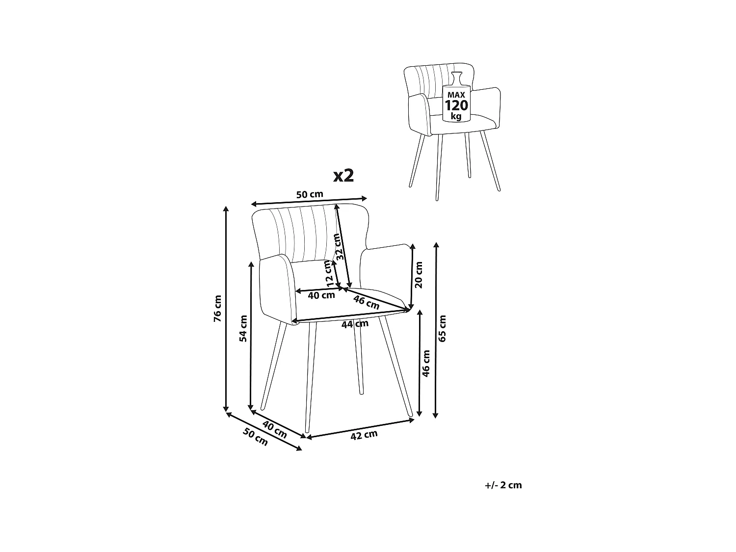 Zestaw 2 krzeseł do jadalni SANILAC Welur Pomarańczowy