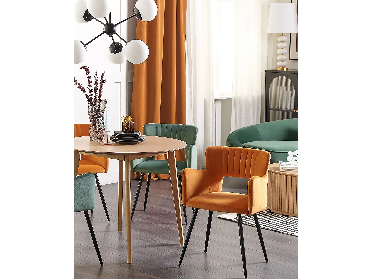 Set di 2 sedie da pranzo SANILAC Velluto Arancione
