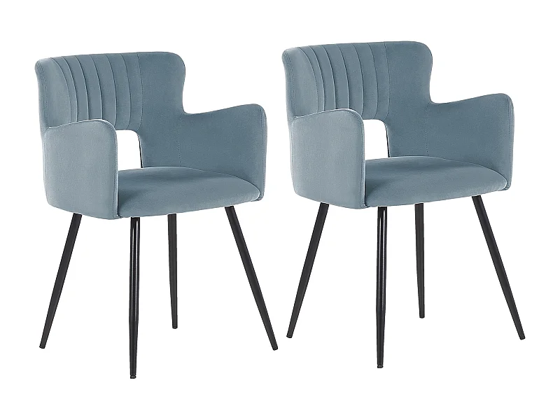 Set di 2 sedie da pranzo SANILAC Velluto Azzurro