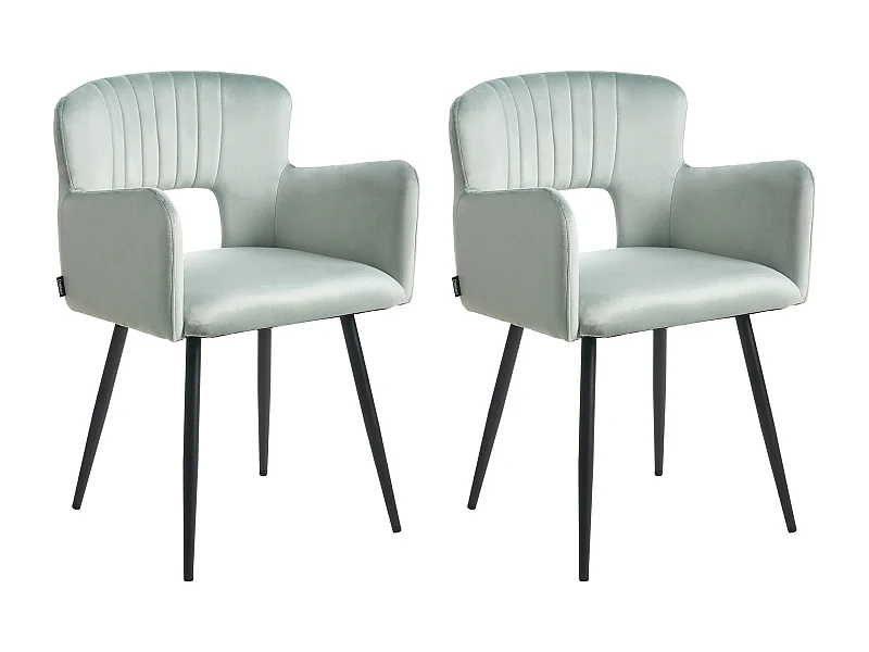 Esszimmerstuhl 2er Set SANILAC Samtstoff Hellblau
