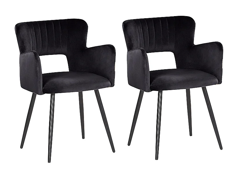 Lot de 2 chaises de salle à manger SANILAC Velours Noir