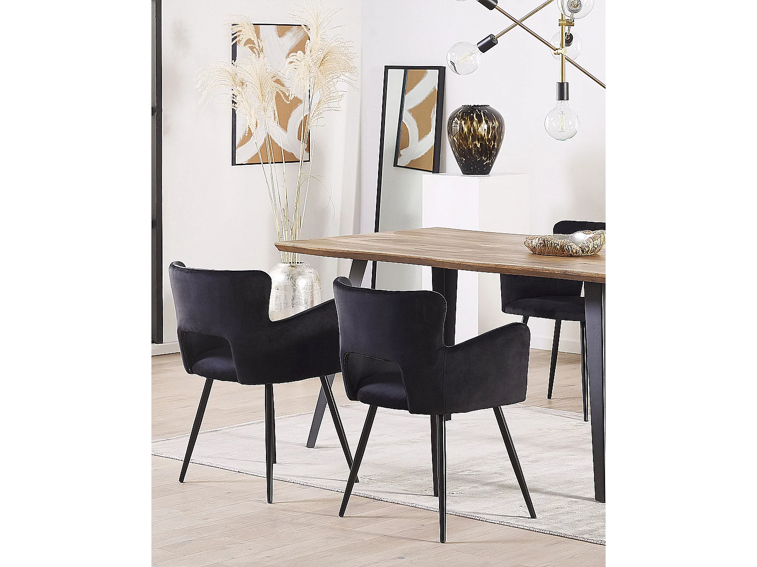 Zestaw 2 krzeseł do jadalni SANILAC Welur Czarny