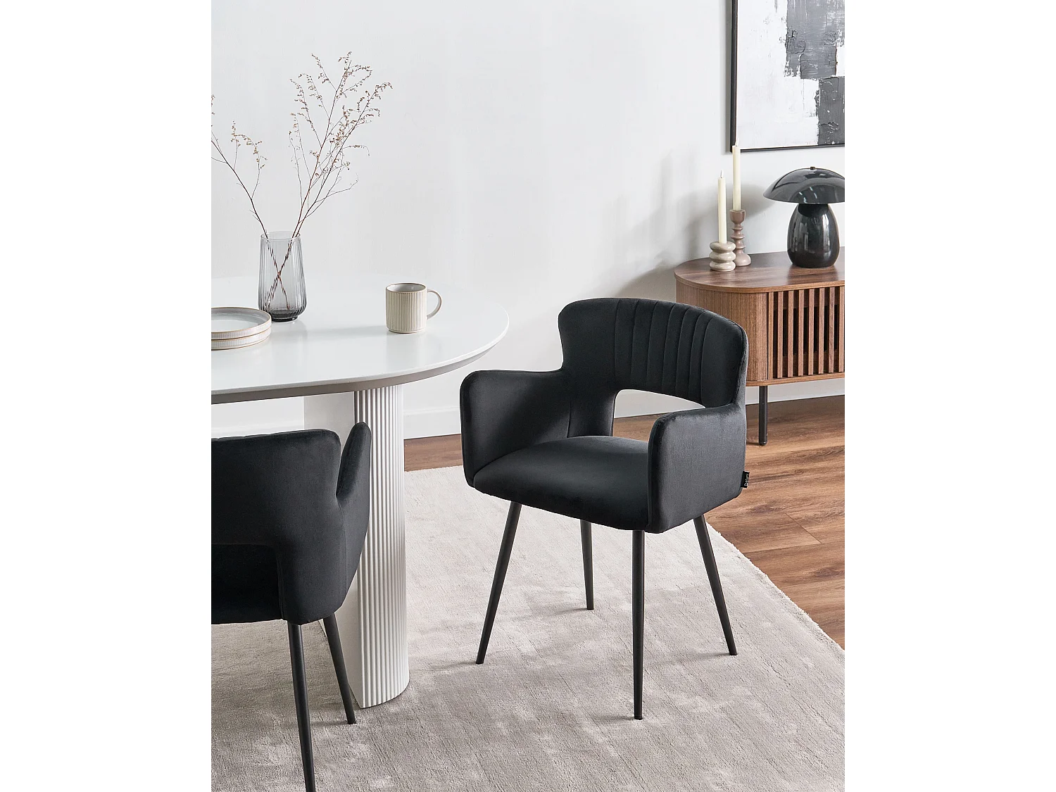 Lot de 2 chaises de salle à manger SANILAC Velours Noir