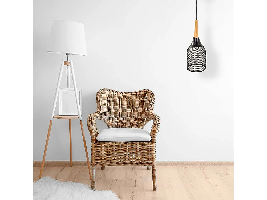 Candeeiro de teto em metal preto 13,5x13,5x35/105