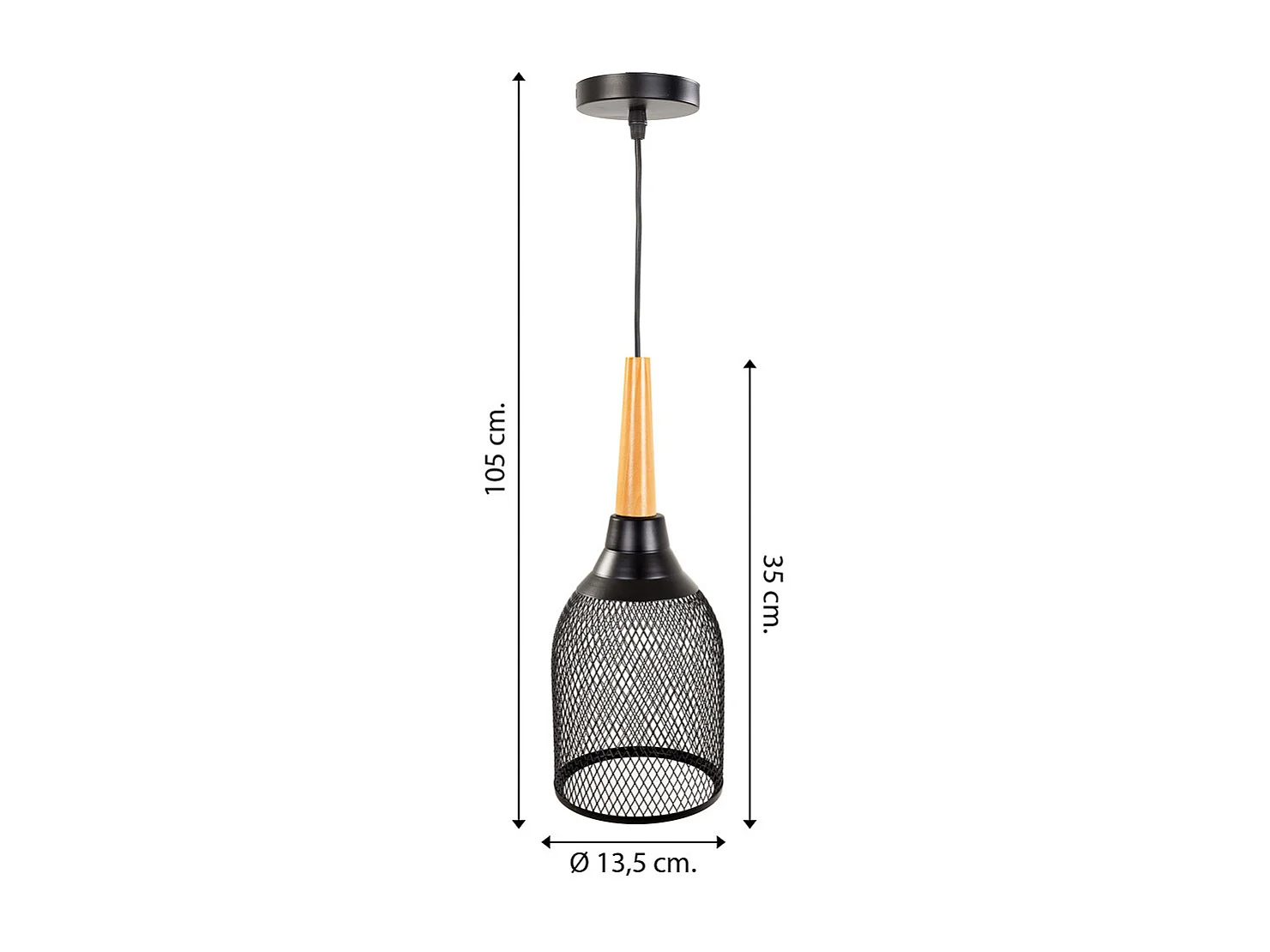 Lampe de plafond en métal noir 13,5x13,5x35/105h