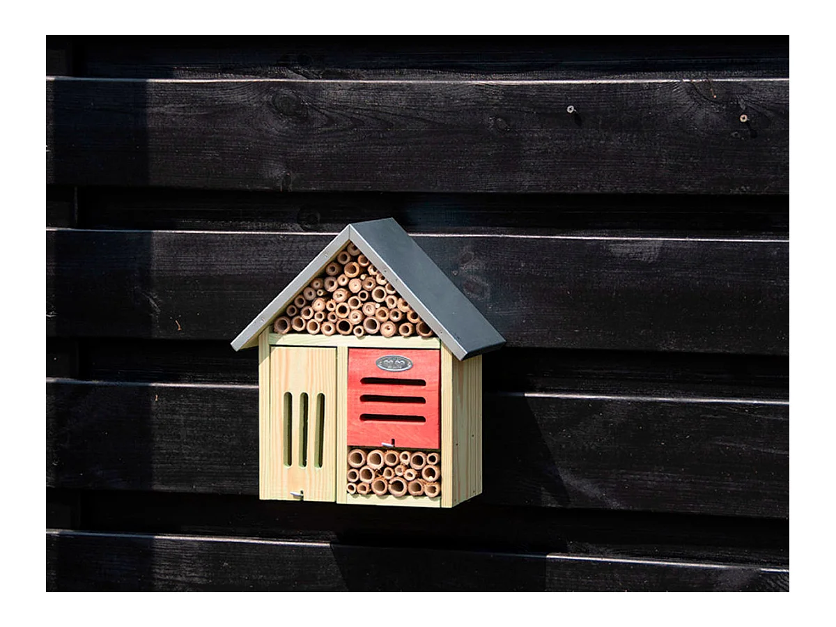 Hôtel à insectes divers XL - Beige/Rouge - H 37,8 cm