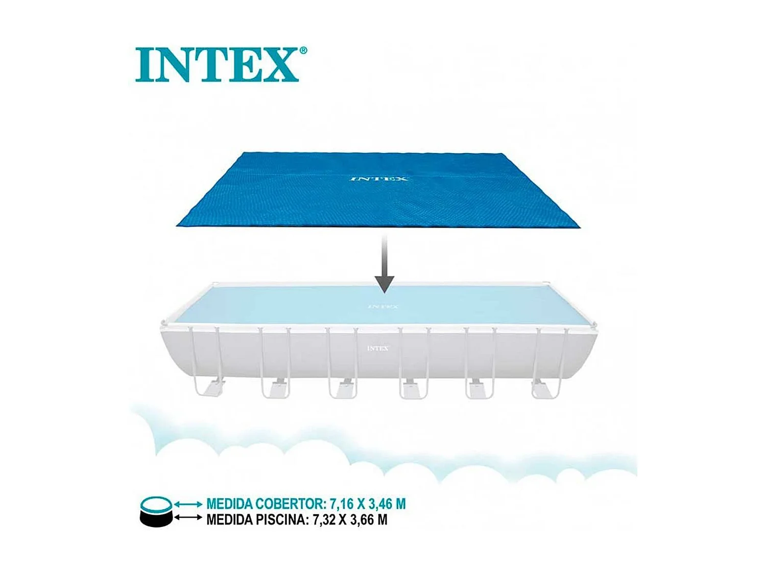 Cobertor para piscina rectangular Intex azul 716x346 cm