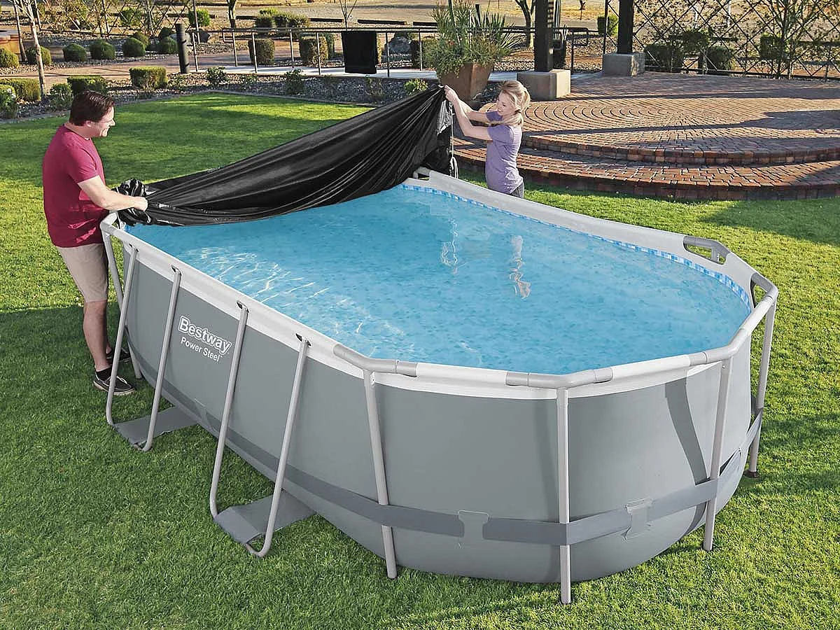 Bâche de protection 4 saisons pour piscine tubulaire Power Steel ovale 4,27 x 2,50 m - Bestway