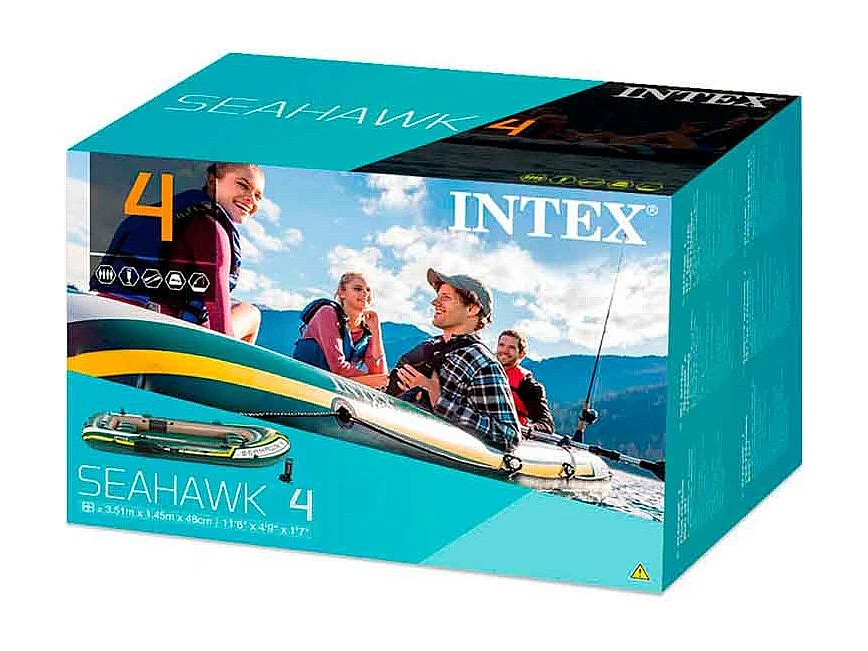 Kit bateau gonflable 4 places Seahawk 4 avec rames et gonfleur - Intex