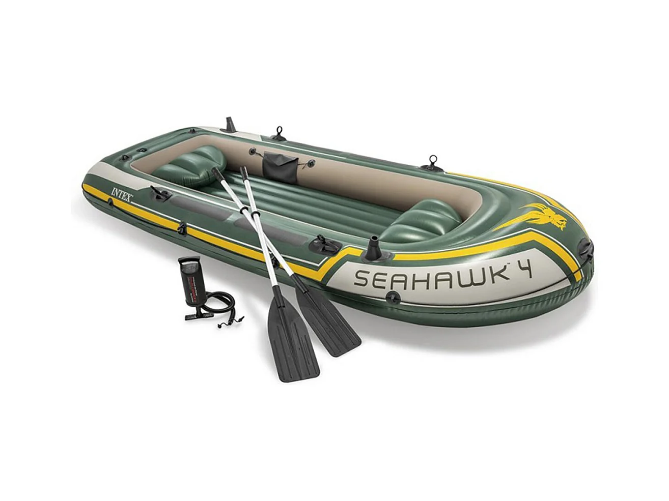 Barca hinchable Seahawk 4 Intex 4 usuarios con remos verde 48x145x351 cm