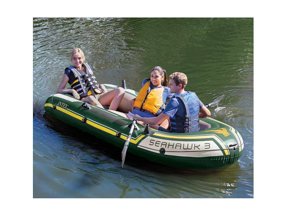 Kit bateau gonflable 3 places Seahawk 3 avec rames et gonfleur - Intex