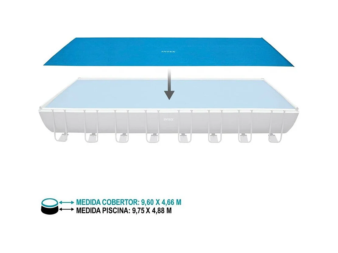 Cobertor rectangular Intex para piscinas Metal Frame azul 960x466 cm