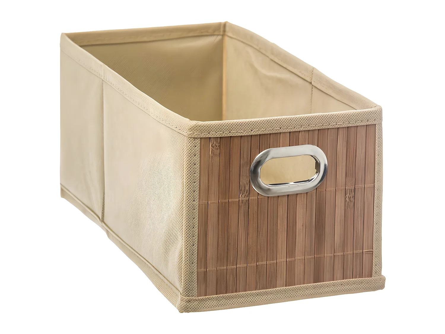 Boite de rangement en bambou et tissu 15 x 31 x 15 cm